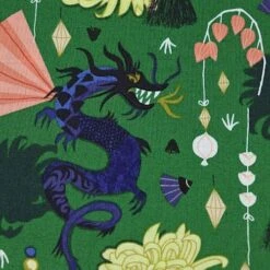 Bio Popeline Baumwollstoff Fierce Green Aus Der Serie Dragons & Lanterns Von Cloud9 -TextilKreativ Verkaufsgeschäft Baumwollstoff Fierce Green aus der Serie 1570 2