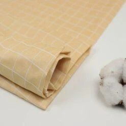 Bio Double Gauze Kariert In Safrangelb U. Weiß Von Amandine Cha