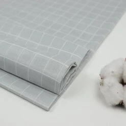 Bio Double Gauze Kariert In Wolkengrau U. Weiß Von Amandine Cha