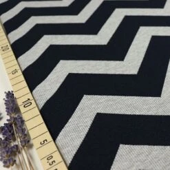 Bio Interlock Jacquard Chevron In Dark Blue - Nevis Von Stoffonkel