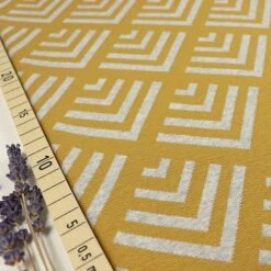 Bio Interlock Jacquard Ecken In Curry - Nevis Von Stoffonkel