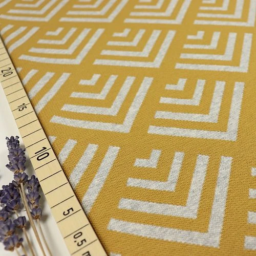 Bio Interlock Jacquard Ecken In Curry - Nevis Von Stoffonkel 1 Bio Interlock Jacquard Ecken In Curry - Nevis Von Stoffonkel