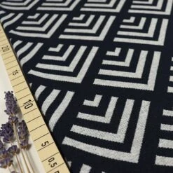 Bio Interlock Jacquard Ecken In Dark Blue - Nevis Von Stoffonkel