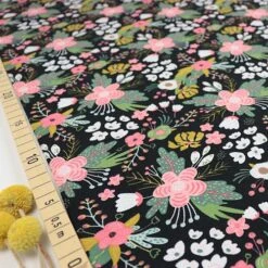 Bio Jersey Flowers In Schwarz