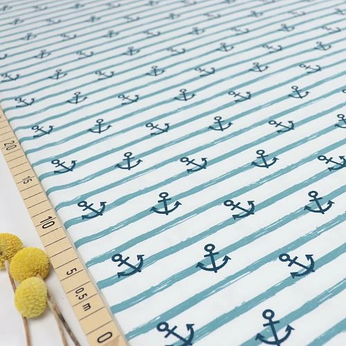 Bio Jersey Motiv Anker Blau Von Stoffonkel 1 Bio Jersey Motiv Anker Blau Von Stoffonkel