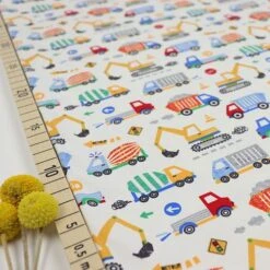 Bio Jersey Motiv Baustelle Weiß Von Stoffonkel