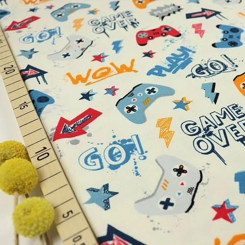 Bio Jersey Motiv Controller Von Stoffonkel In Ecru 1 Bio Jersey Motiv Controller Von Stoffonkel In Ecru