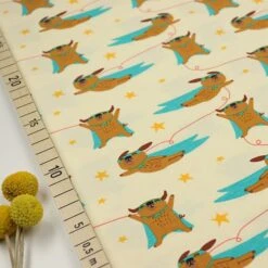 Bio Jersey Motiv Supermops Von Stoffonkel In Beige/weiß