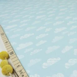 Bio Jersey Motiv Wolken Von Stoffonkel In Babyblau