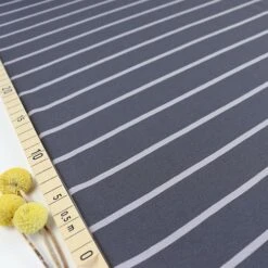 Bio Jersey Stoff Streifen Granit Schiefer Streifenjersey
