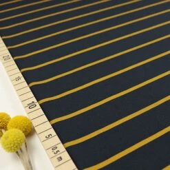 Bio Jersey Stoff Streifen Navy Ocker Streifenjersey