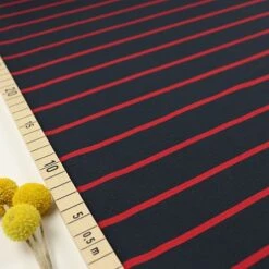 Bio Jersey Stoff Streifen Navy Rot Streifenjersey