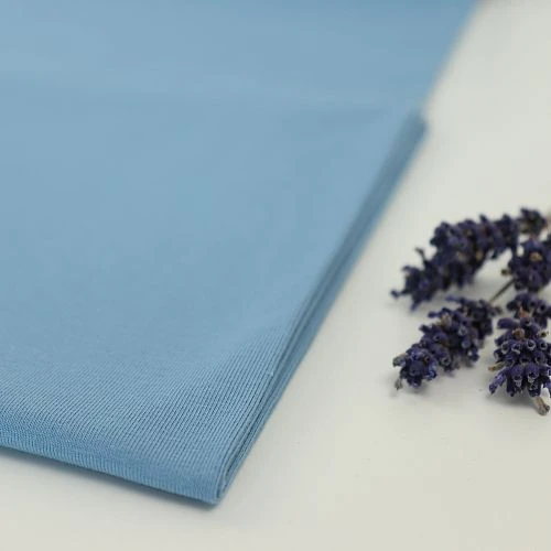 Bio Jersey Stoff Uni Denim Blau 1 Bio Jersey Stoff Uni Denim Blau