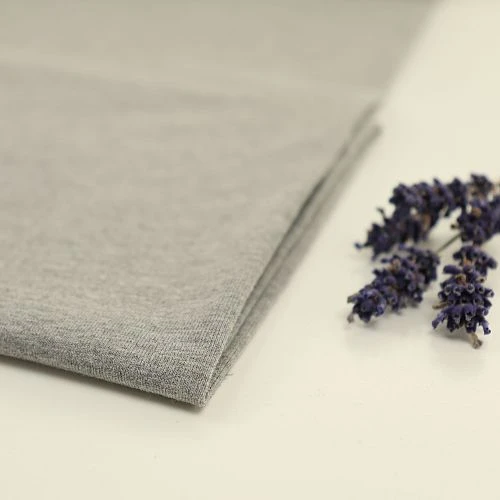 Bio Jersey Stoff Uni Hellgrau Meliert 1 Bio Jersey Stoff Uni Hellgrau Meliert