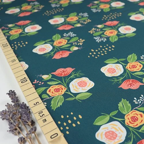 Bio Popeline Baumwollstoff Bouquet On Teal Von Monaluna 1 Bio Popeline Baumwollstoff Bouquet On Teal Von Monaluna