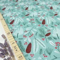 Bio Popeline Baumwollstoff Winter Flora Aus Der Serie Jingle Mingle Von Cloud9