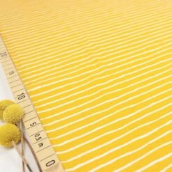 Bio Ringeljersey Stoff Good Vibes Stripes Senf Von Stoffonkel