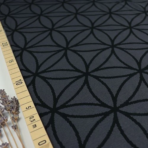 Bio Strickjacquard Blume Des Lebens In Grau Schwarz Von Stoffonkel 1 Bio Strickjacquard Blume Des Lebens In Grau Schwarz Von Stoffonkel