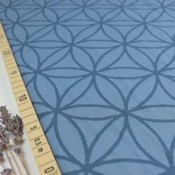 Bio Strickjacquard Blume Des Lebens In Jeans Von Stoffonkel