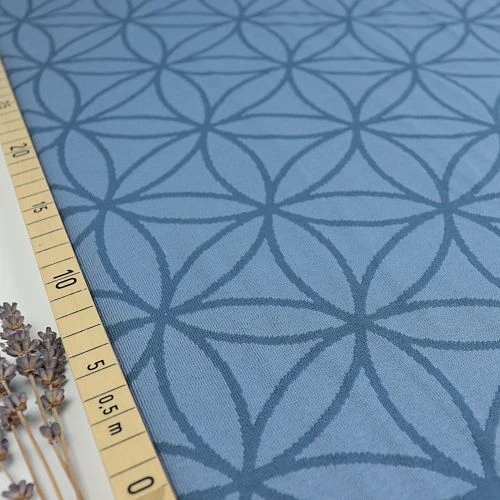 Bio Strickjacquard Blume Des Lebens In Jeans Von Stoffonkel 1 Bio Strickjacquard Blume Des Lebens In Jeans Von Stoffonkel