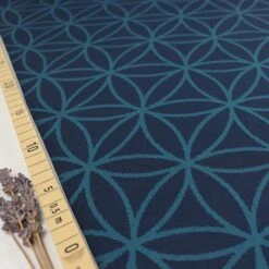 Bio Strickjacquard Blume Des Lebens In Dark Blue Von Stoffonkel