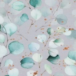 Bio Jersey Eukalyptusblätter In Light Grey -TextilKreativ Verkaufsgeschäft Eukalyptusblaetter in light grey Bio Jersey 2174 2