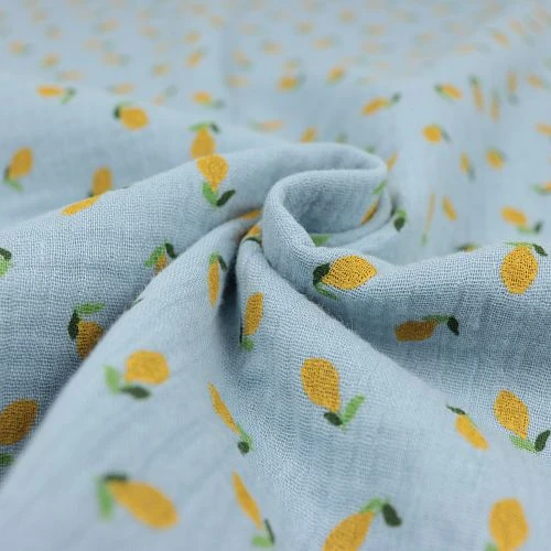 Bio Double Gauze Babyblau Mit Zitronen 3 Bio Double Gauze Babyblau Mit Zitronen – Bild 3