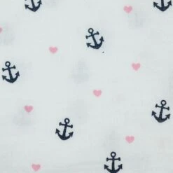 Bio Double Gauze Weiß Mit Anker Und Herzen 5 Bio Double Gauze Weiß Mit Anker Und Herzen -TextilKreativ Verkaufsgeschäft Gauze weiss mit Anker und Herzen 1955 2
