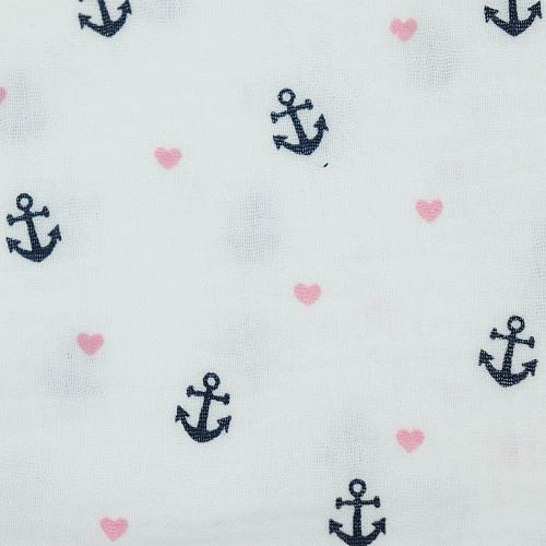Bio Double Gauze Weiß Mit Anker Und Herzen 3 Bio Double Gauze Weiß Mit Anker Und Herzen – Bild 3