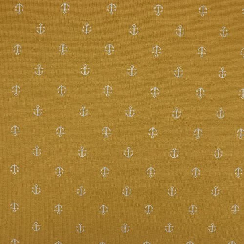 Bio Interlock Jacquard Anker In Curry - Nevis Von Stoffonkel 2 Bio Interlock Jacquard Anker In Curry - Nevis Von Stoffonkel – Bild 2