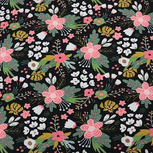 Bio Jersey Flowers In Schwarz 2 Bio Jersey Flowers In Schwarz – Bild 2