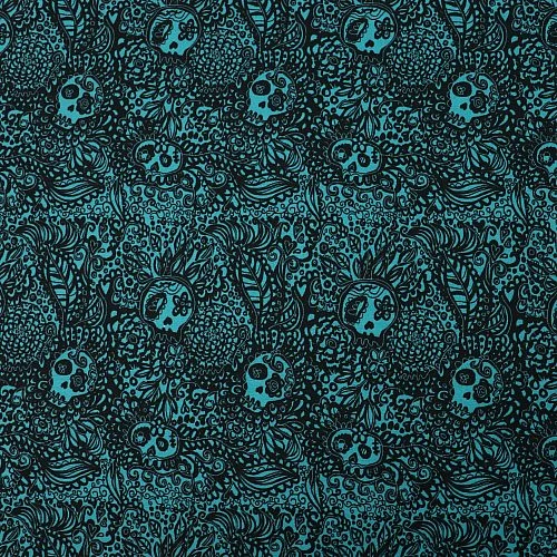 Bio Jersey Motiv Tangle Skulls In Türkis Von Stoffonkel 2 Bio Jersey Motiv Tangle Skulls In Türkis Von Stoffonkel – Bild 2