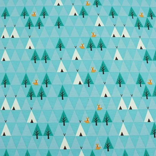 Bio Jersey Motiv Triangle Tipi In Blau Von Stoffonkel 2 Bio Jersey Motiv Triangle Tipi In Blau Von Stoffonkel – Bild 2