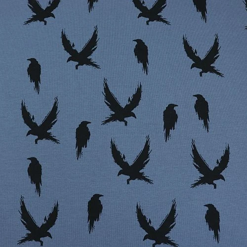 Bio Jersey Winter Crow In Dusty Blue Von Bloome Copenhagen 2 Bio Jersey Winter Crow In Dusty Blue Von Bloome Copenhagen – Bild 2