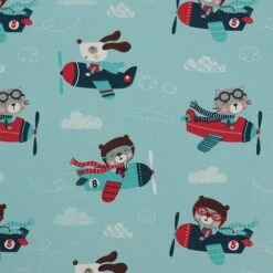 Bio Jersey Motiv Flieger Von Stoffonkel In Hellblau -TextilKreativ Verkaufsgeschäft Motiv Flieger von Stoffonkel in hellblau 588 2