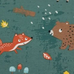 Bio Jersey Motiv Fuchs, Elch Und Bär In Staubgrün Von Stoffonkel -TextilKreativ Verkaufsgeschäft Motiv Fuchs Elch und Baer in 1838 2