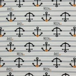 Bio Jersey Motiv Goldanker Von Stoffonkel In Weiß Grau Gestreift -TextilKreativ Verkaufsgeschäft Motiv Goldanker von Stoffonkel in weiss 594 2