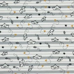 Bio Jersey Motiv Goldschiffchen Von Stoffonkel In Weiß Grau Gestreift -TextilKreativ Verkaufsgeschäft Motiv Goldschiffchen von Stoffonkel in weiss 817 2