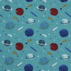 Bio Jersey Motiv Planeten Türkis Von Stoffonkel -TextilKreativ Verkaufsgeschäft Motiv Planeten tuerkis von Stoffonkel Bio 769 2