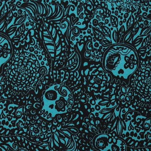 Bio Jersey Motiv Tangle Skulls In Türkis Von Stoffonkel 3 Bio Jersey Motiv Tangle Skulls In Türkis Von Stoffonkel – Bild 3