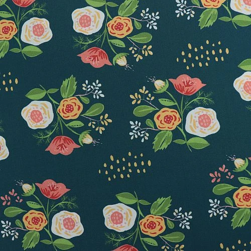 Bio Popeline Baumwollstoff Bouquet On Teal Von Monaluna 2 Bio Popeline Baumwollstoff Bouquet On Teal Von Monaluna – Bild 2