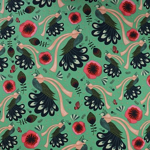 Bio Popeline Baumwollstoff Peacock Bows Aus Der Serie Forest Jewels Von Cloud9 2 Bio Popeline Baumwollstoff Peacock Bows Aus Der Serie Forest Jewels Von Cloud9 – Bild 2