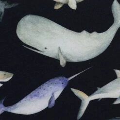 Bio Jersey Sea Creatures In Dark Blue -TextilKreativ Verkaufsgeschäft Sea Creatures in dark blue Bio 1708 2