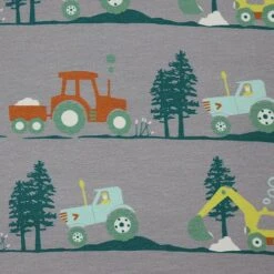 Bio Jersey Stoff Bagger Und Traktor Grau 8 Bio Jersey Stoff Bagger Und Traktor Grau -TextilKreativ Verkaufsgeschäft Stoff Bagger und Traktor grau Bio 194 2