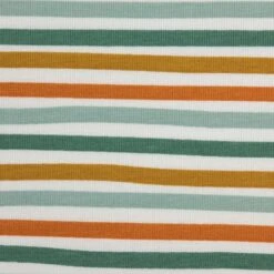 Bio Jersey Stoff Weiß Mit Streifen In Pastellgrün Und Ocker Als Ringeljersey -TextilKreativ Verkaufsgeschäft Stoff weiss mit Streifen in pastellgruen 1706 2