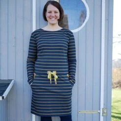 Bio Jersey Stoff Streifen Navy Ocker Streifenjersey -TextilKreativ Verkaufsgeschäft Streifen navy ocker Streifenjersey Bio Jersey 539 3