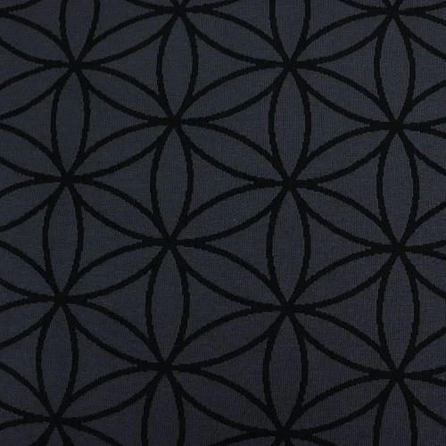 Bio Strickjacquard Blume Des Lebens In Grau Schwarz Von Stoffonkel 2 Bio Strickjacquard Blume Des Lebens In Grau Schwarz Von Stoffonkel – Bild 2