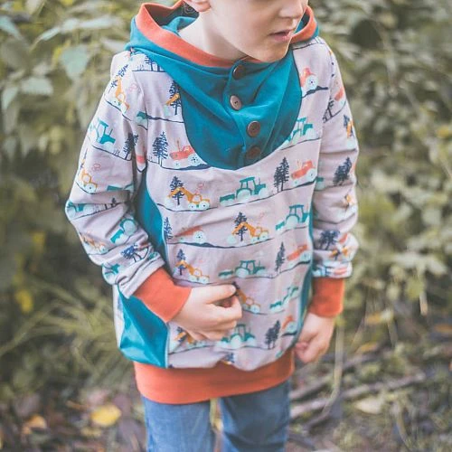 Bio Jersey Stoff Bagger Und Traktor Grau 6 Bio Jersey Stoff Bagger Und Traktor Grau – Bild 6