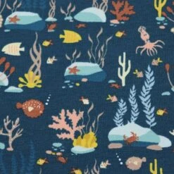 Bio Jersey Unterwasserwelt In Dunkelblau -TextilKreativ Verkaufsgeschäft Unterwasserwelt in dunkelblau Bio Jersey 1831 2