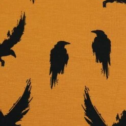 Bio Jersey Winter Crow In Burnt Ochre Von Bloome Copenhagen -TextilKreativ Verkaufsgeschäft Winter Crow in burnt ochre von 1552 2